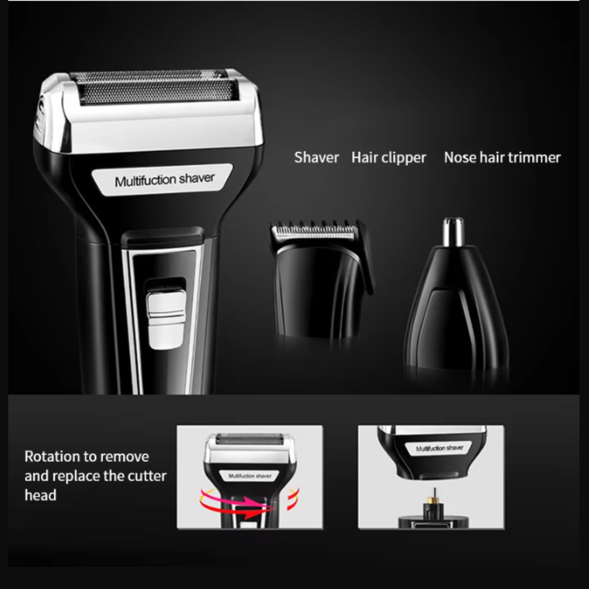 3In1 kit Electric Shaver Beard Trimmer Shaving Machine For Men Shaver Rechargeable Electric Razor Nose Hair Trimmer For Men